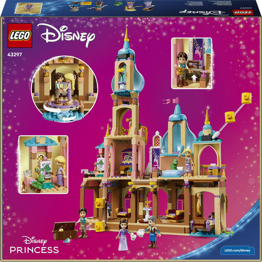 Lego Disney Schloss mit Figuren und Spielszenen.