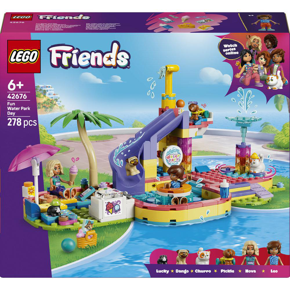 LEGO Friends Spaß Wassertag Set mit Rutsche, Pool, Sonnenschirm und Figuren.
