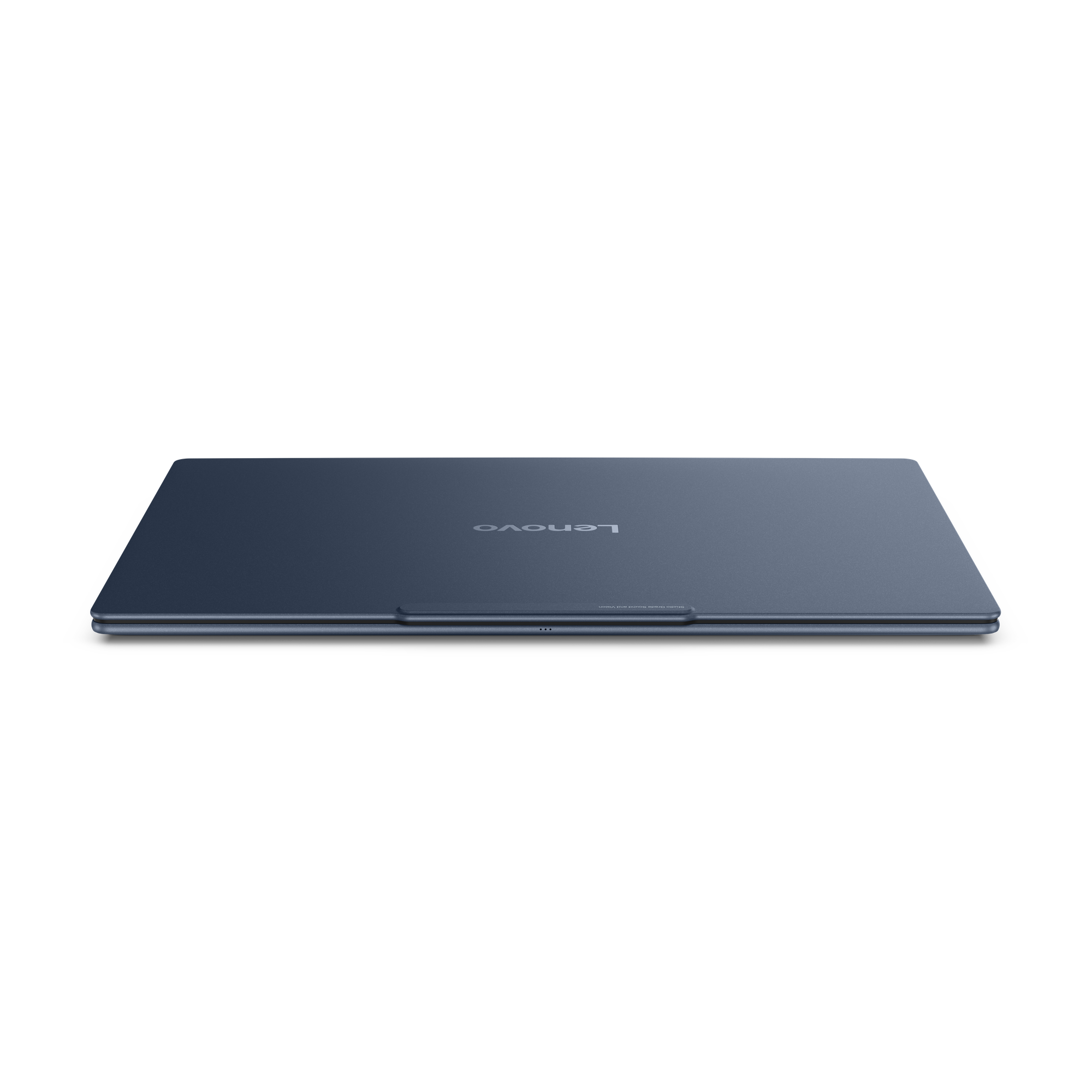 Dunkelblaues Lenovo Tablet mit abgerundeten Kanten und Logo.