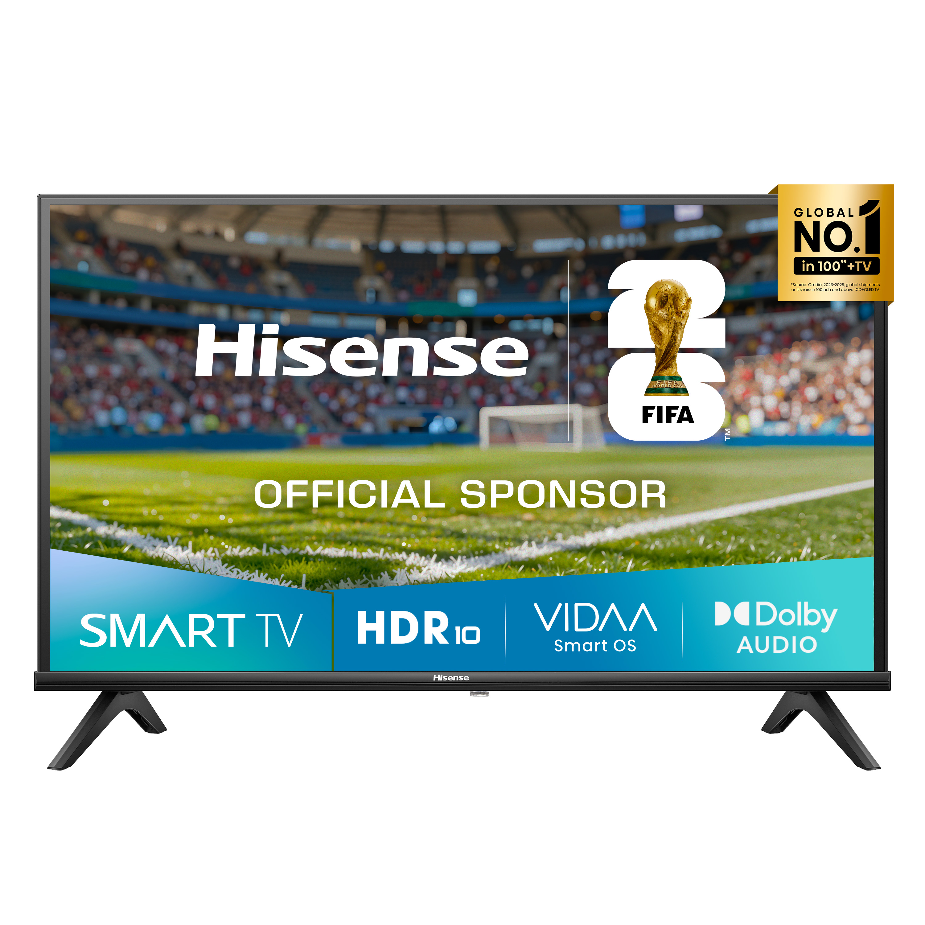 Telewizor Hisense Smart TV z motywem Mistrzostw Świata FIFA, oficjalny sponsor FIFA.