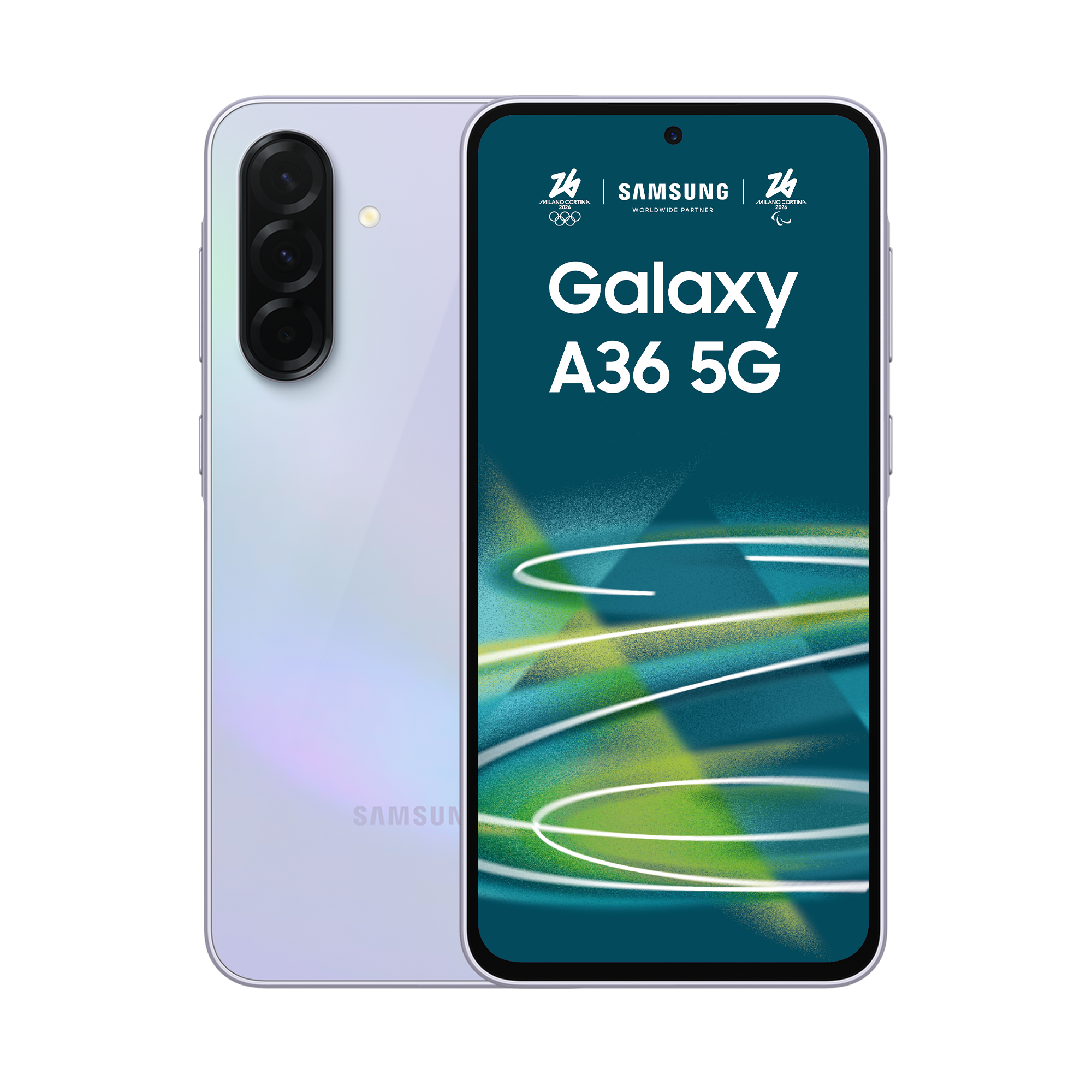 Jasny Samsung Galaxy A36 5G z logo olimpijskim.