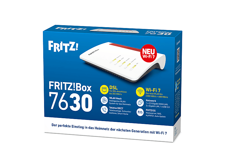 AVM FRITZ!BOX 7630 (Wi-Fi 7), WLAN Mesh Router 3568 Mbit/s