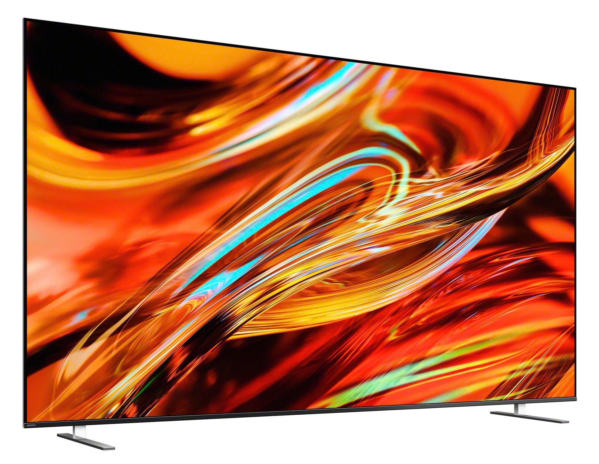 Nowoczesny telewizor wyświetlający żywy, abstrakcyjny obraz na ekranie.