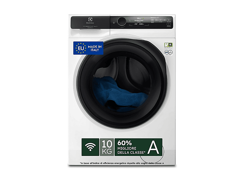 ELECTROLUX EW9F710GCY LAVATRICE, Caricamento frontale, 10 kg, 17 programmi, Profondità 63,6 cm, Giri 1351 rpm, Bianco, livello rumorosità centrifuga 72 dB(A), Classe A