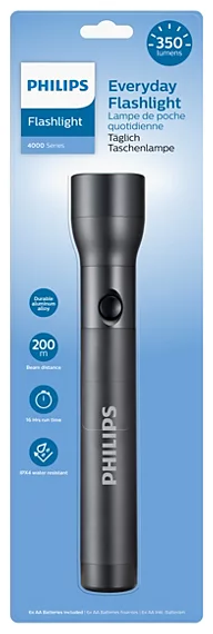 Szürke Philips zseblámpa 350 lumen, 200m hatótávolság.