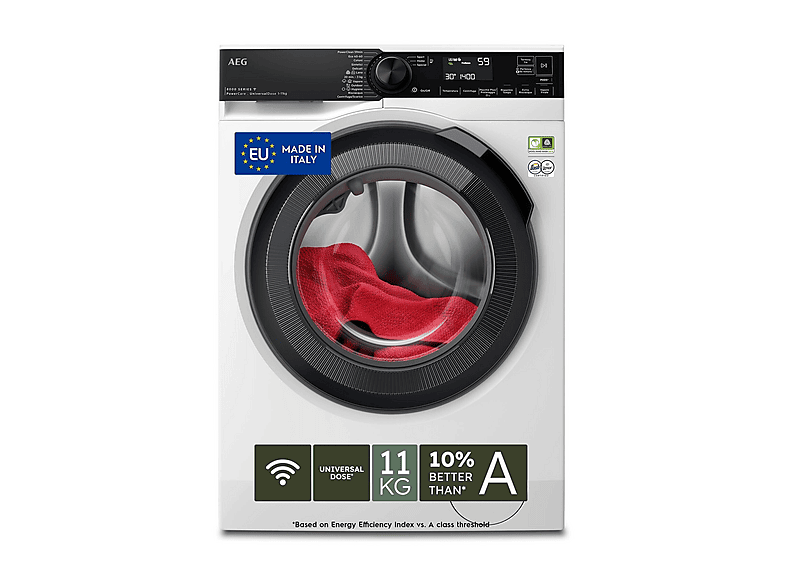 AEG LR8H114BY LAVATRICE, Caricamento frontale, 11 kg, 12 programmi, Profondità 63,6 cm, Giri 1400 rpm, BIANCO, livello rumorosità centrifuga 72 dB(A), Classe A