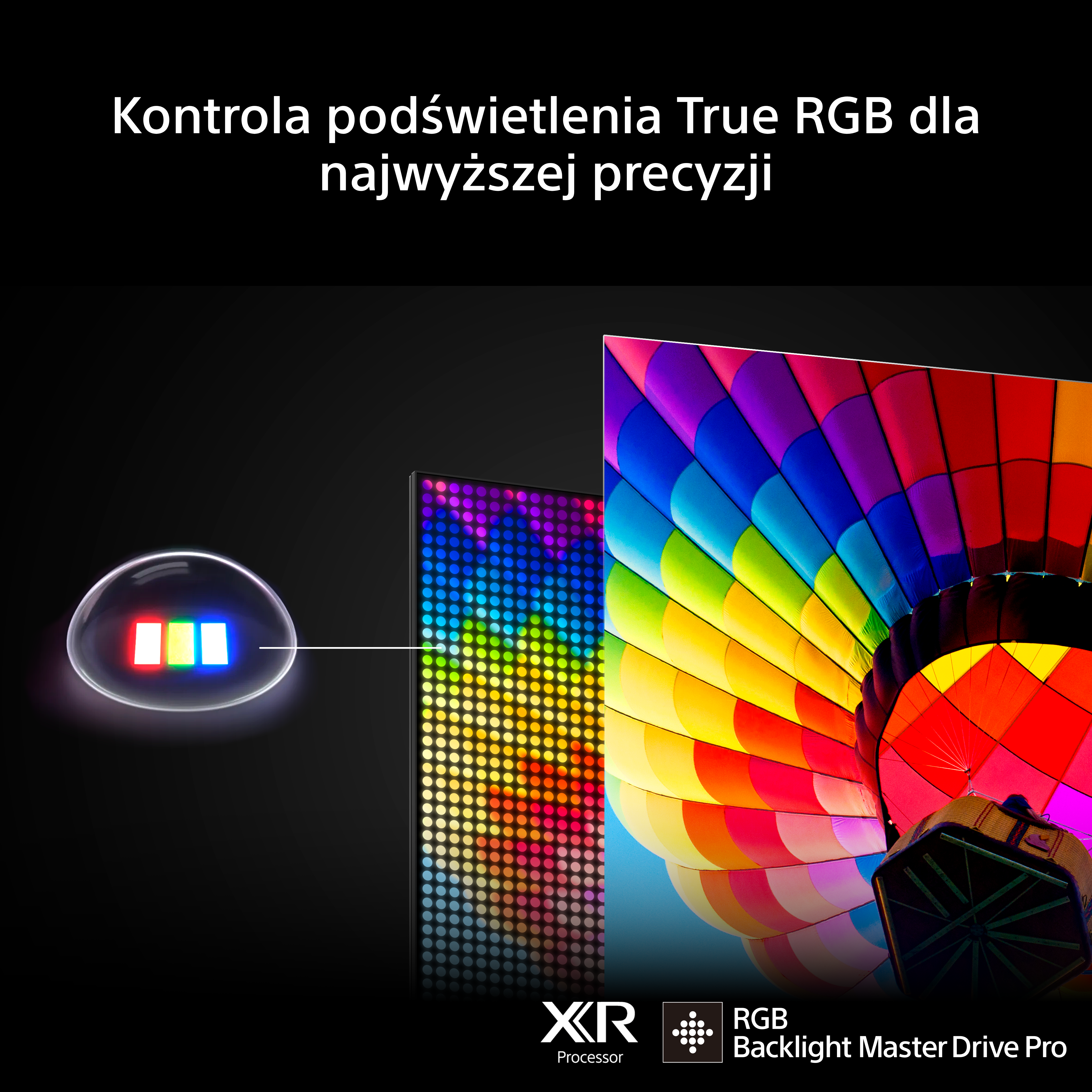 Abstrakcyjne przedstawienie diod LED RGB i kolorowego balonu.