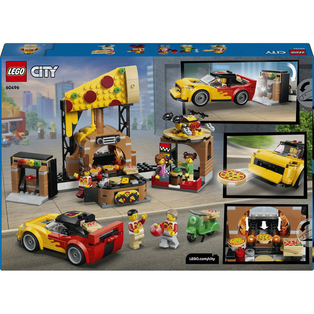 LEGO City Pizza Set mit Autos, Figuren und Pizzaofen.