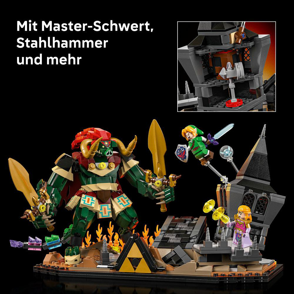 Ein großes Lego-Set mit Link, Ganondorf und einer Burg. Mit Master-Schwert und mehr.