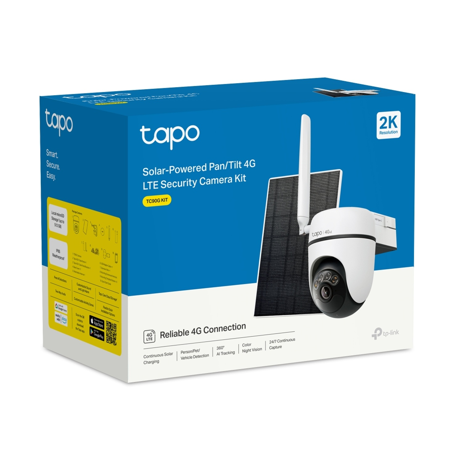 Kit telecamera sicurezza Tapo Solar-Powered Pan/Tilt 4G LTE su scatola.