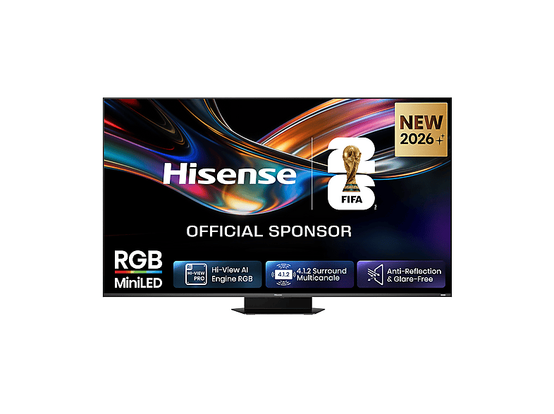 HISENSE 75UR9S, Smart TV RGB MiniLED 180Hz 75” 4K, Schermo Anti-Riflesso, 100% BT2020, Dolby Atmos 4.1.2 By Devialet, Vision IQ, VIDAA OS, USB-C, Native Game Mode, Wifi 6E, BT, lativù 4K