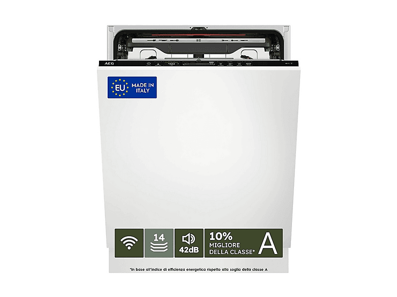 LAVASTOVIGLIE INCASSO Pannello frontale non in dotazione AEG FSE77728P, Programmi 7, Dimensioni: L 59,6 cm, A 81,8 P 56 Rumorosità 42 dB(A), Consumo di acqua 10,9 l, Bianco, Classe