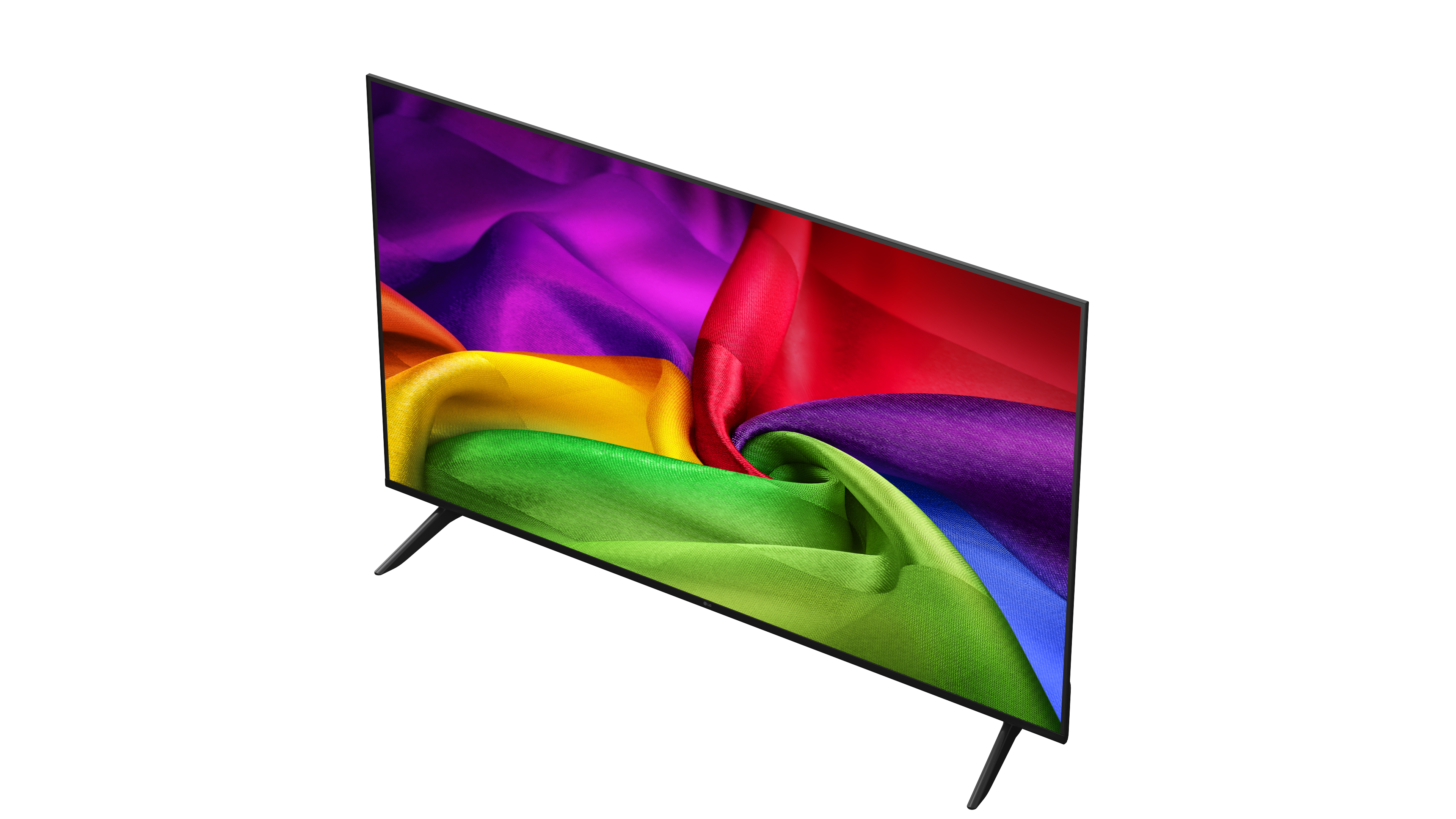 Ein Fernseher mit einem bunten Stoffmuster auf dem Bildschirm.