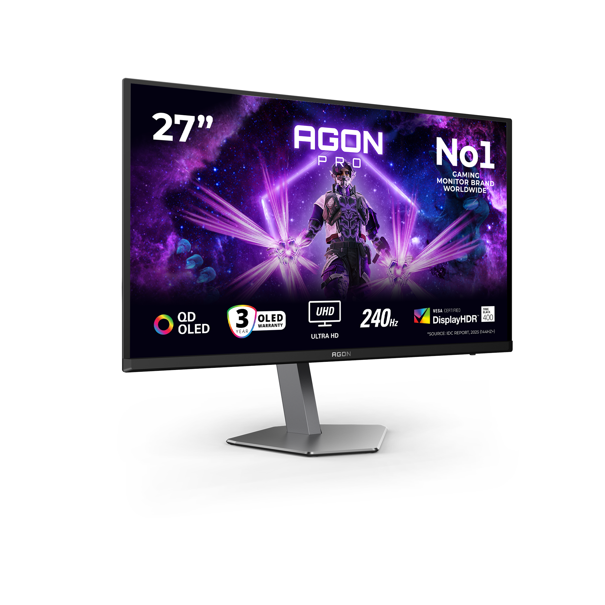 Ein 27-Zoll-AGON-OLED-Gaming-Monitor mit UHD-Auflösung und 240Hz.