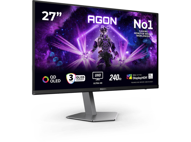 AOC AG276UZD 26,5 Zoll Monitor, UHD 4K, 0,03 ms Reaktionszeit, 450 cd/m², 240 Hz, Schwarz — Foto 4 von 5