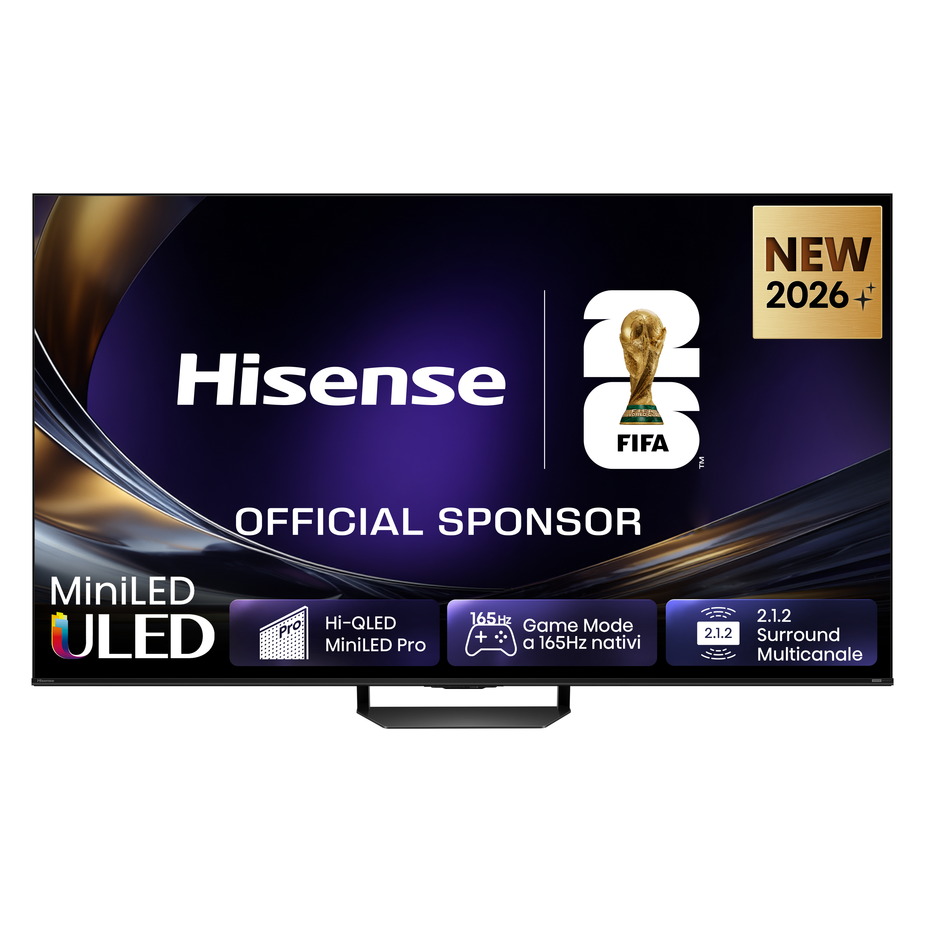 Telewizor Hisense MiniLED ULED z logo FIFA, nowy 2026.