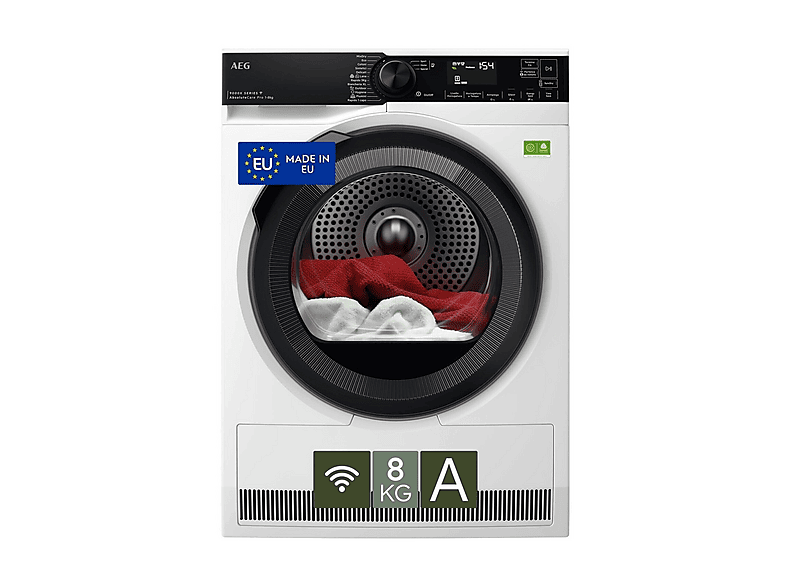 ASCIUGATRICE AEG TR9HH8AY A pompa di calore, 8 kg, profondità 63,6 cm, 60 dB(A), Bianco, Classe