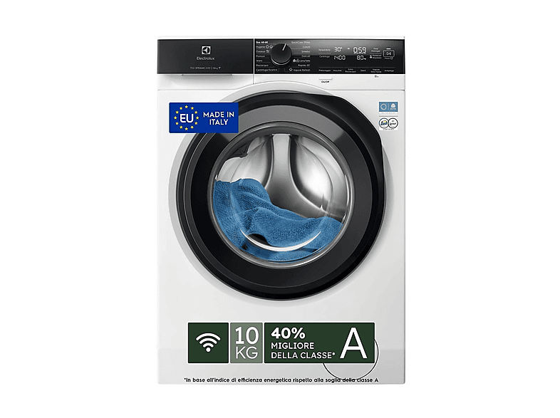 ELECTROLUX EW7F410Y LAVATRICE, Caricamento frontale, 10 kg, 14 programmi, Profondità 63,6 cm, Giri 1400 rpm, Bianco, livello rumorosità centrifuga 72 dB(A), Classe A