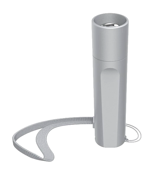 Srebrny cylinder z paskiem.