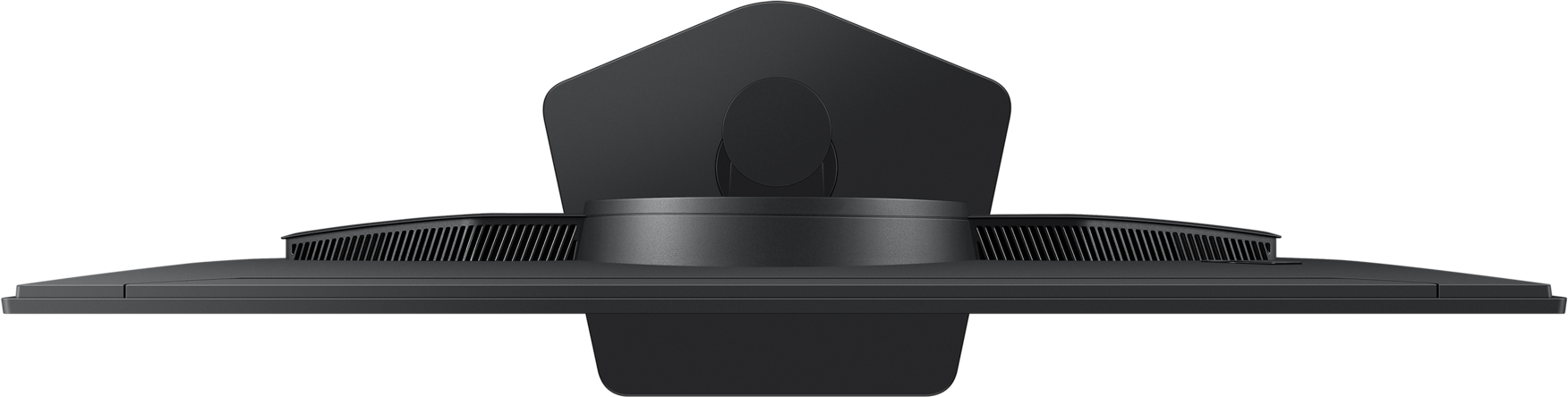 Vue de dessus d'un support de moniteur noir avec fentes d'aération.