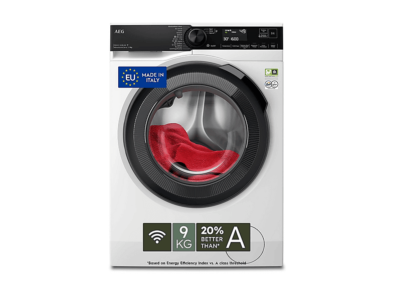 AEG LR9H96CBS LAVATRICE, Caricamento frontale, 9 kg, 12 programmi, Profondità 63,1 cm, Giri 1551 rpm, BIANCO, livello rumorosità centrifuga 76 dB(A), Classe A