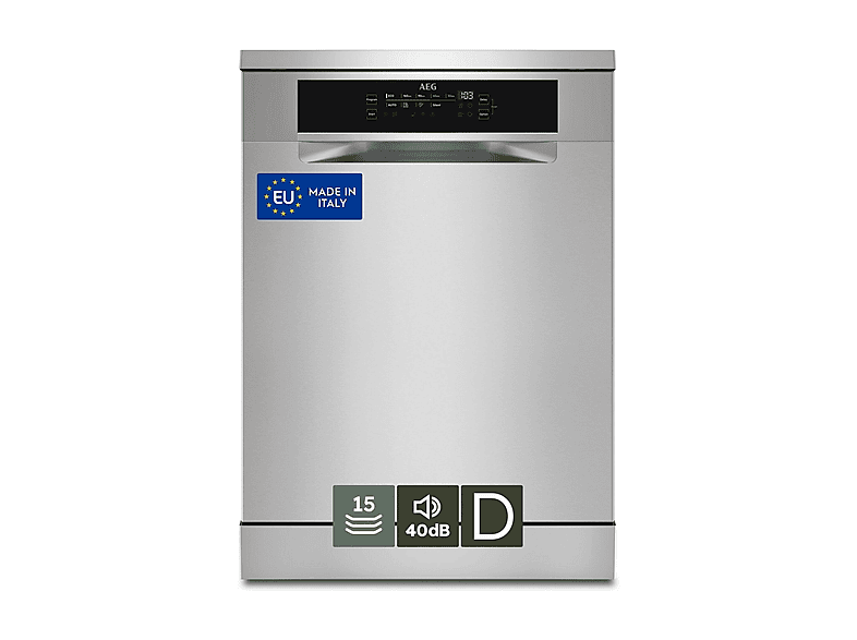 LAVASTOVIGLIE Libera installazione (FS) AEG FFB73747PM, Programmi 9, Dimensioni: L 60 cm, A 85 P 62,5 Rumorosità 40 dB(A), Consumo di acqua 11 l, Inox antimpronta, Classe D