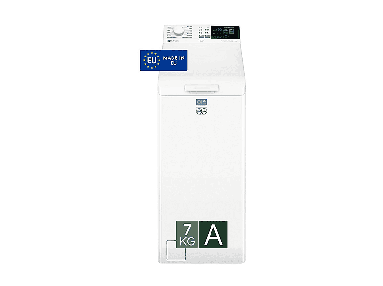 ELECTROLUX EW6T437A LAVATRICE CARICA ALTO, Caricamento dall'alto, 7 kg, 14 programmi, Profondità 60 cm, Giri 1251 rpm, Bianco, livello rumorosità centrifuga 79 dB(A), Classe A