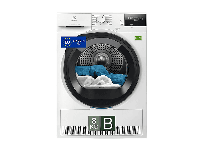 Asciugatrice ELECTROLUX EW7H28B, a pompa di calore, 8 Kg, profondità 63,6 cm, Filtro EasyClean, SensiCare, Classe B