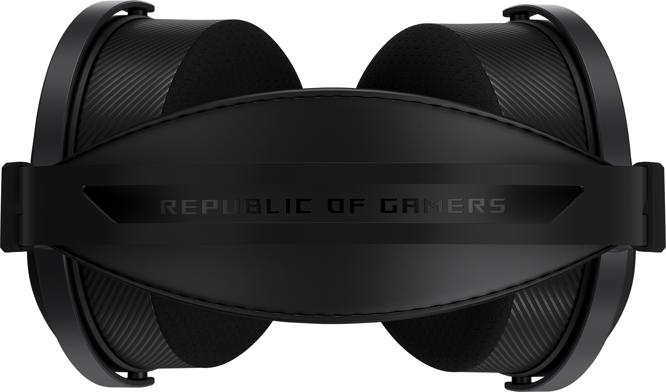 Cuffie da gaming nere con logo 'Republic of Gamers'.