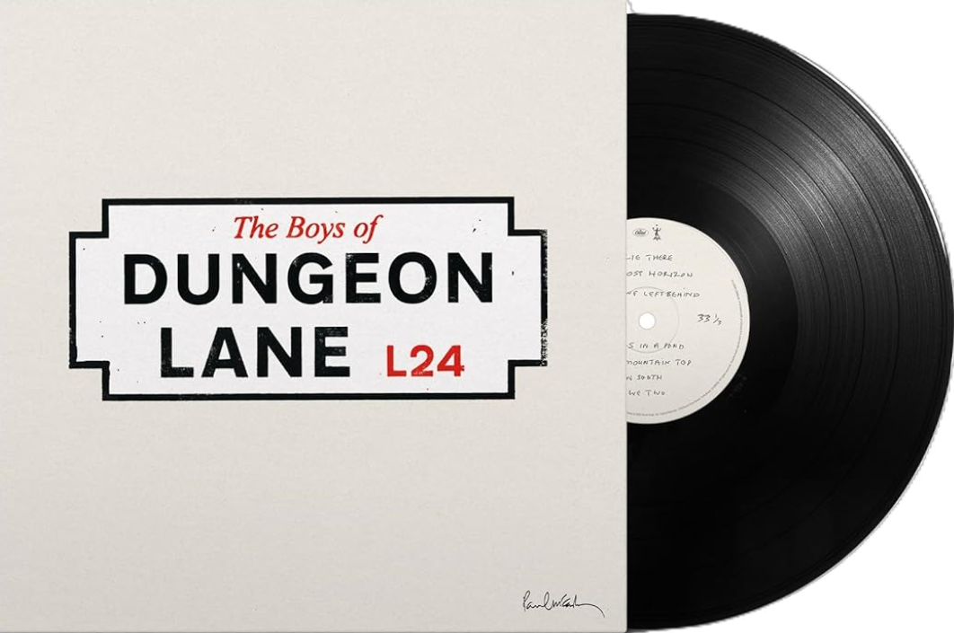 Schallplatte von The Boys of Dungeon Lane L24 mit handschriftlichen Titeln.