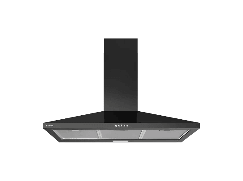Campana decorativa - Teka DBB 94140, 3 Velocidades, 410 m³/h, 90 cm Ancho, 2 filtros de aluminio, Lámpara LED, Negro