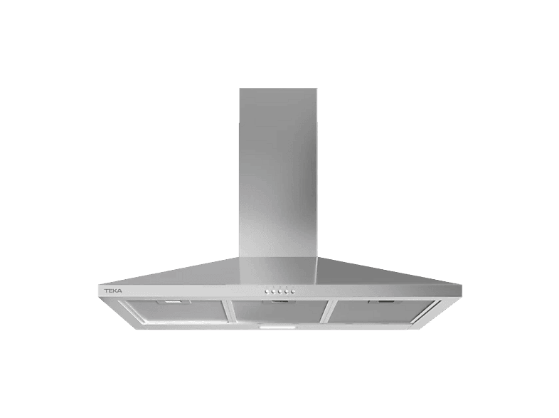 Campana decorativa - Teka DBB 94140, 3 Velocidades, 410 m³/h, 90 cm Ancho, 2 filtros de aluminio, Lámpara LED, Acero inoxidable