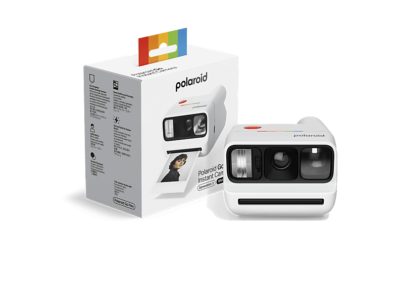 Cámara instantánea - Polaroid Go Gen 3, Espejo para Selfies, Autodisparador, Doble Exposición, Flash, Compatible con la película Go, Blanco