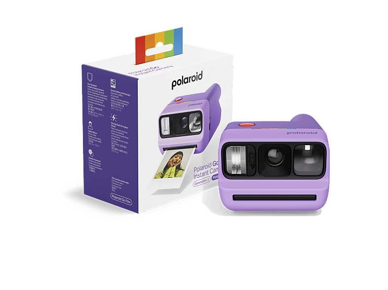 Cámara instantánea - Polaroid Go Gen 3, Espejo para Selfies, Autodisparador, Doble Exposición, Flash, Compatible con la película Go, Morado