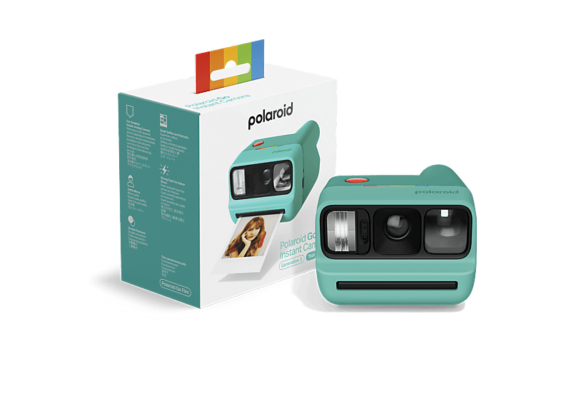 Cámara instantánea - Polaroid Go Gen 3, Espejo para Selfies, Autodisparador, Doble Exposición, Flash, Compatible con la película Go, Verde