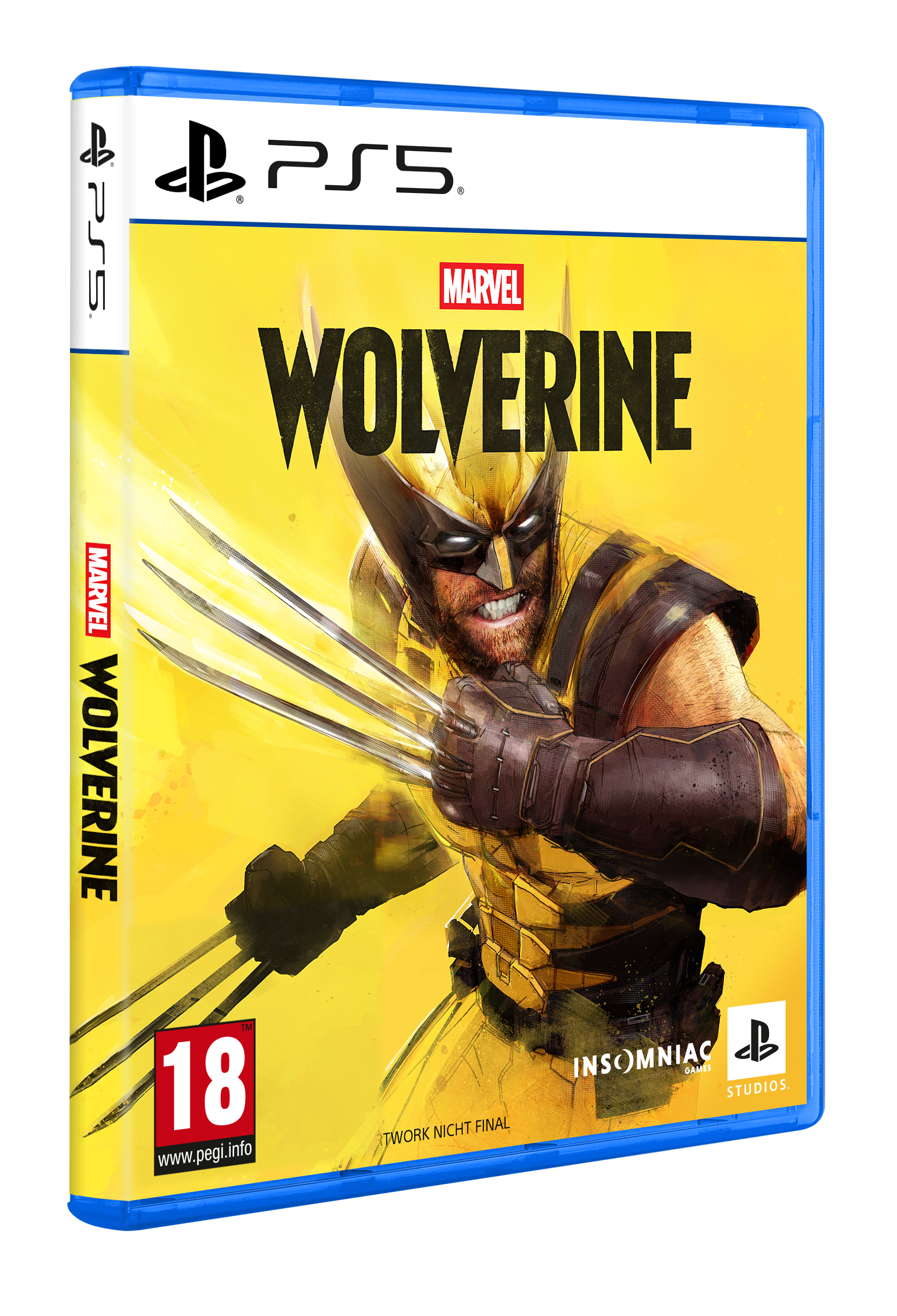 Marvel Wolverine PS5-Spielhülle mit Wolverine, der seine Klauen ausfährt.