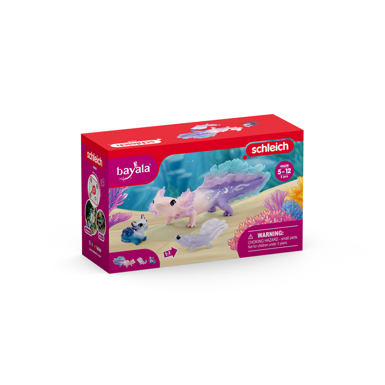 Schleich Bayala Spielzeugset mit einem Axolotl und zwei kleinen Wesen.