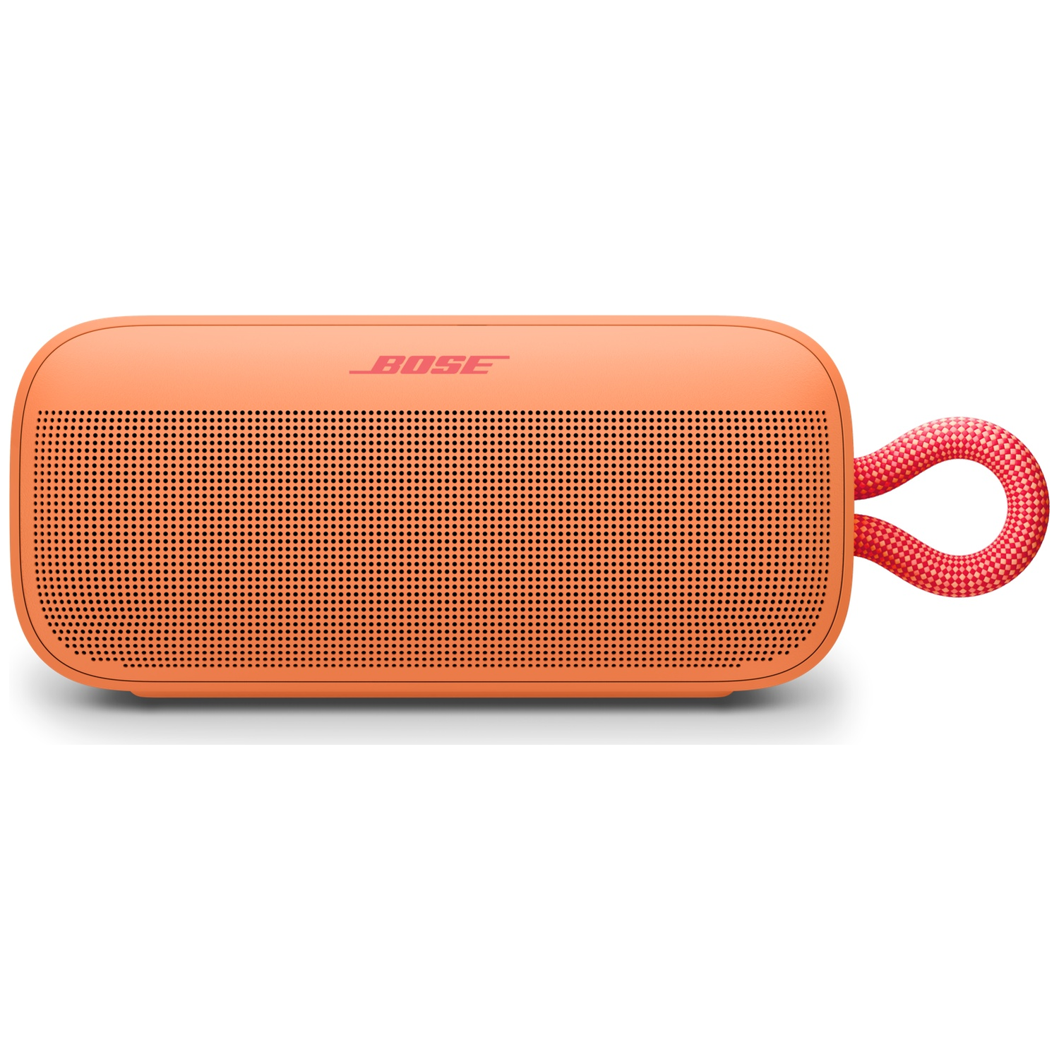 Oranje Bose speaker met een rode lus