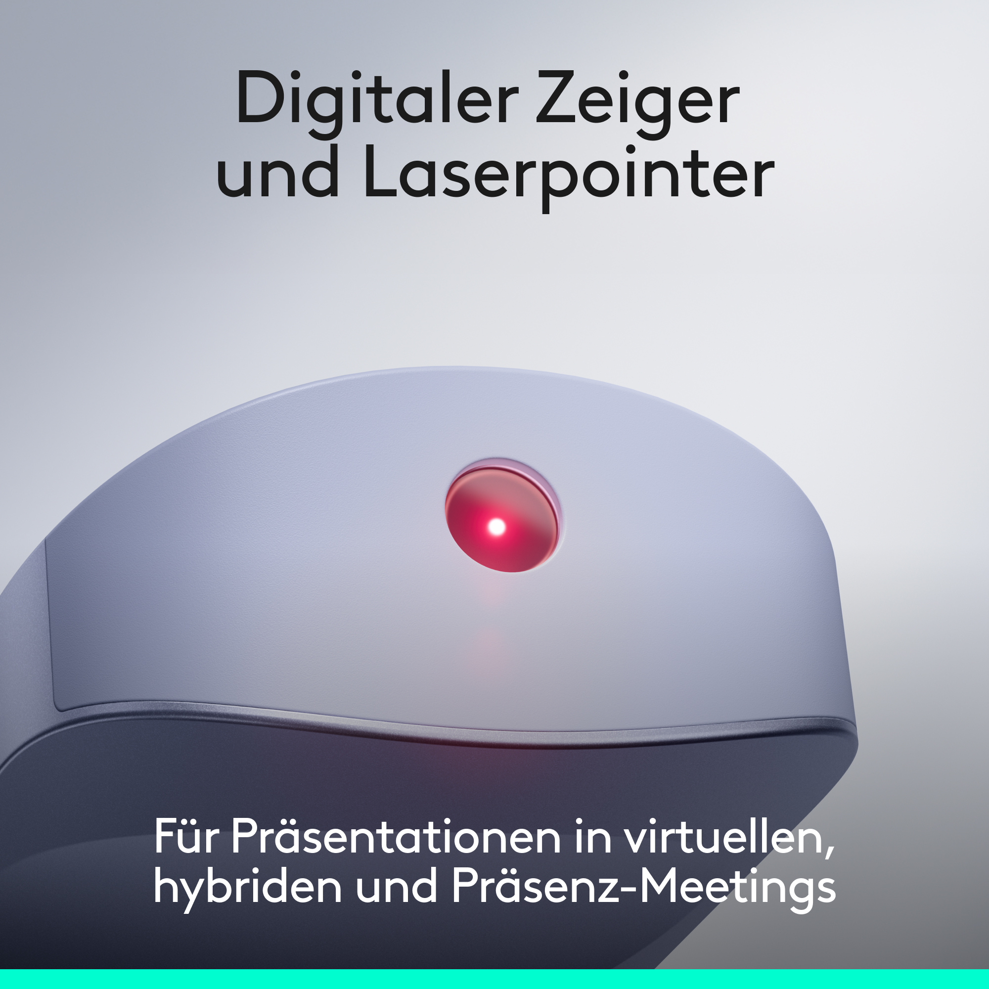 Ein digitaler Zeiger mit rotem Laserpunkt und Text für Präsentationen.