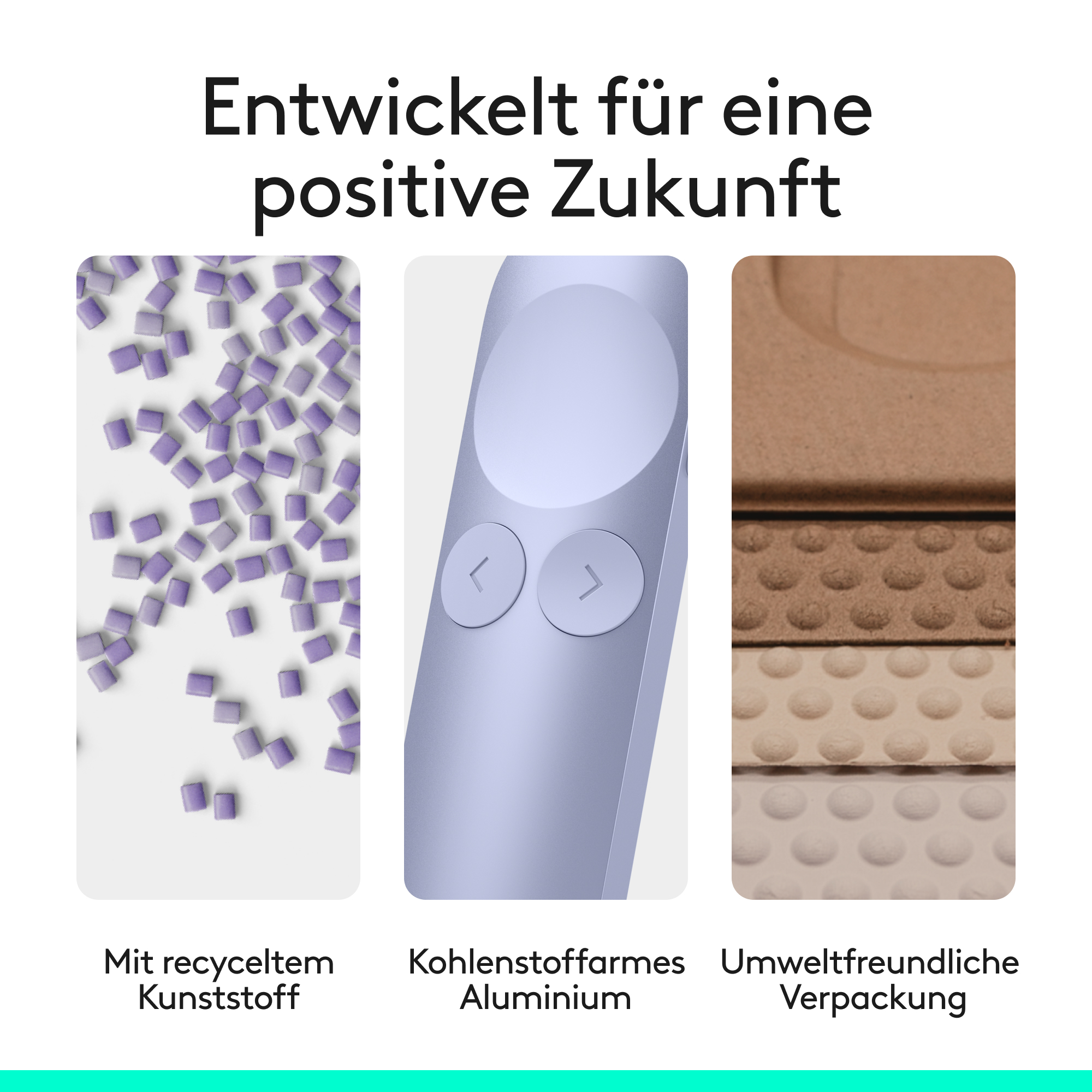 Lilafarbene Würfel, lila Fernbedienung, braune Verpackungsschichten.