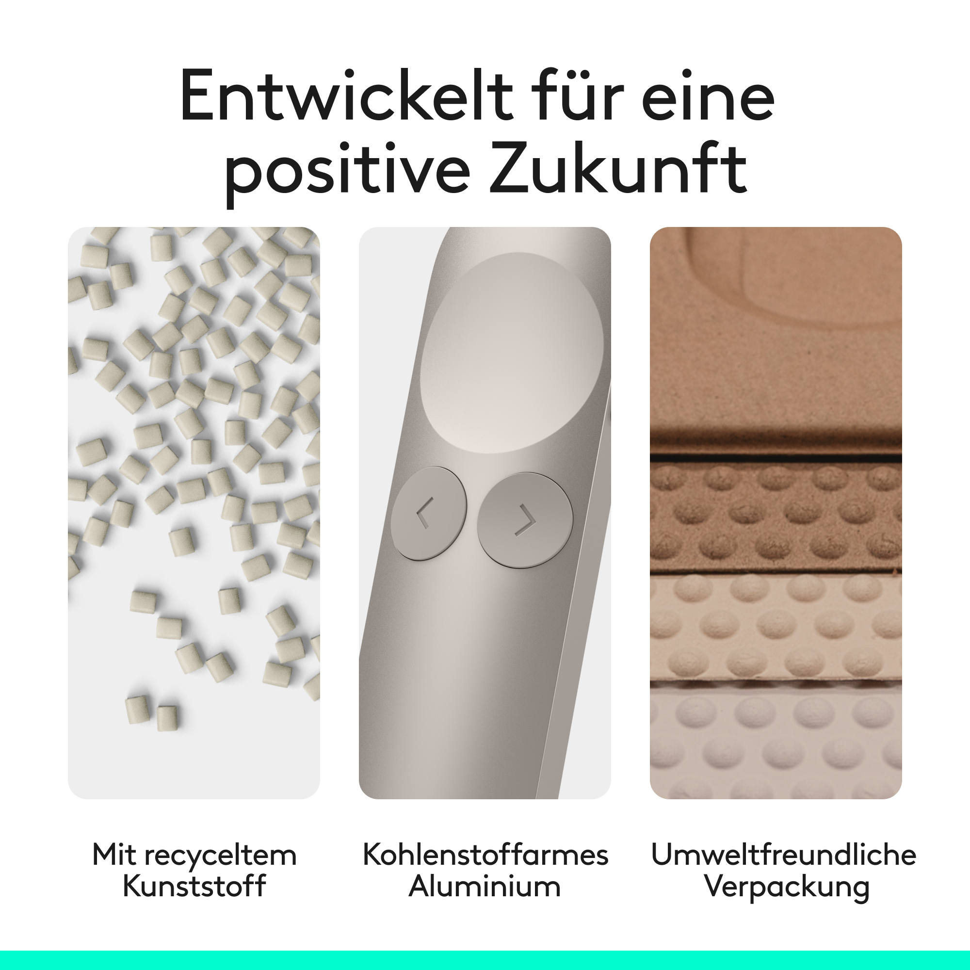 Recycelter Kunststoff, Aluminium, umweltfreundliche Verpackung.