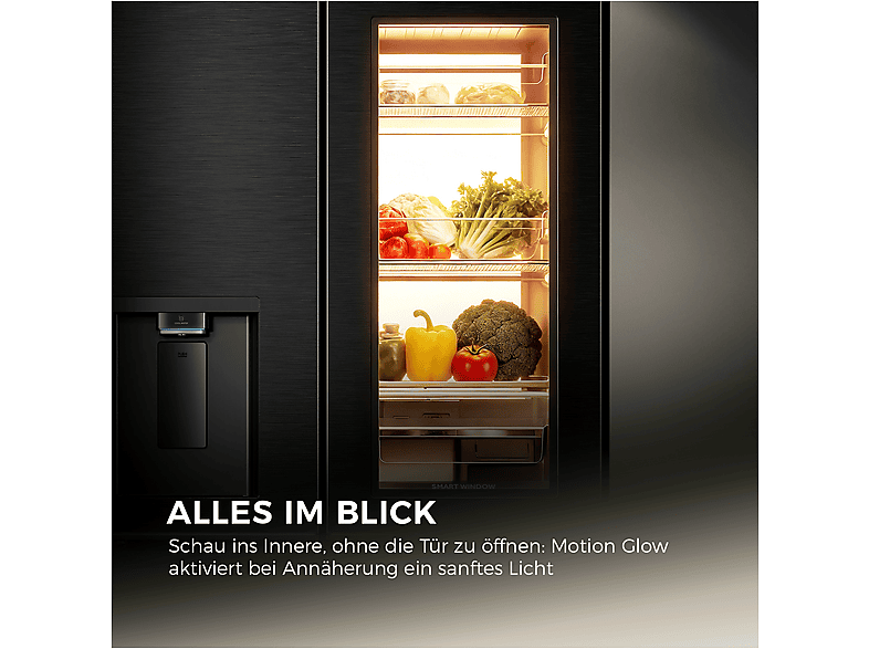 Haier HCW99F18DHMB Horizon Collection French Door, Kühl- und Gefrierkombination (700 l, D, 1825 mm hoch, No Frost (verminderte Eisbildung), Schwarz) — Foto 4 von 5