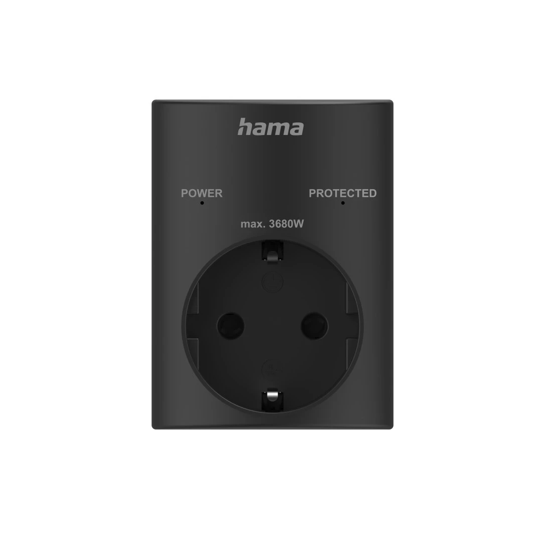 Fekete Hama túlfeszültségvédő egy aljzattal, max. 3680W.
