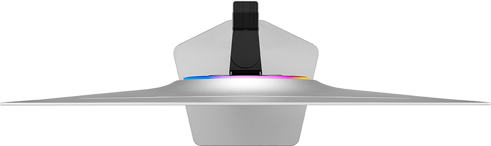 Elegáns, ezüst egér RGB világítással és fekete görgővel.