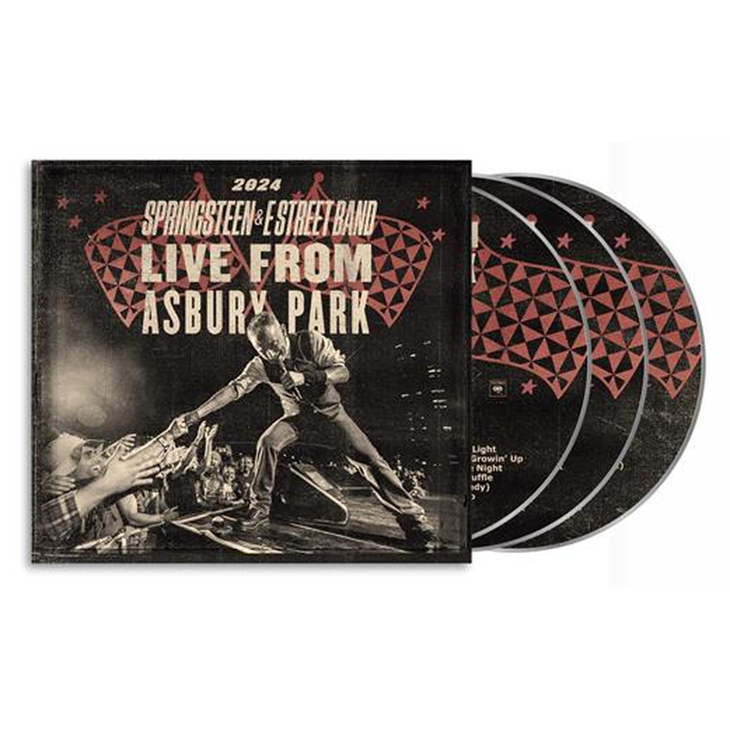 Couverture CD Bruce Springsteen live from Asbury Park 2024 avec 3 disques.