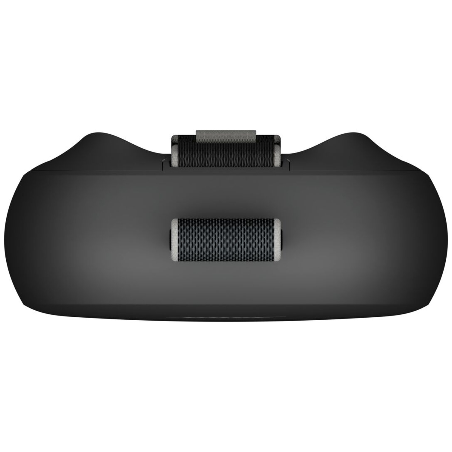 Zwart ergonomisch apparaat met twee gestructureerde handgrepen en mesh detail.