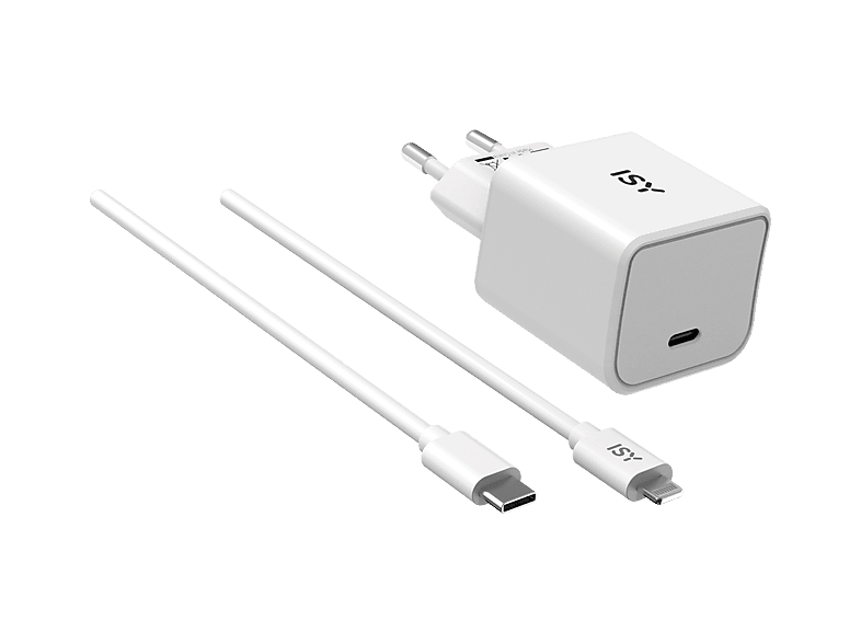 ISY IWC-2501-1 Ladegerät + Lightningkabel Apple, 5 V / 9 12 20 W, Weiss
