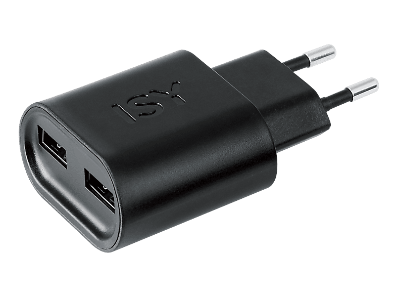ISY IWC-5000-2 USB- A Reiseladegerät Universal, 5 V 12 W (geteilt), Schwarz