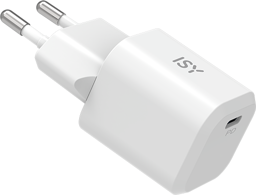 ISY Hálózati mini töltő adapter, max 20W, USB-C, fehér (IWC-4020-2)
