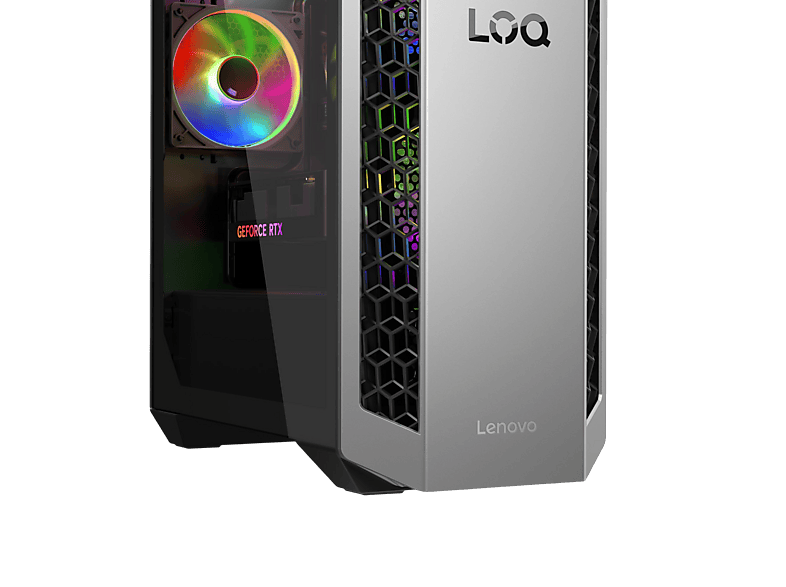 LENOVO LOQ Tower 26ADR10 Gaming PC, AMD Ryzen™ 7 8745HX Prozessor, 16 GB RAM, 1 TB SSD, GeForce RTX™ 5070, Windows 11 Home, Grau — Foto 3 von 4